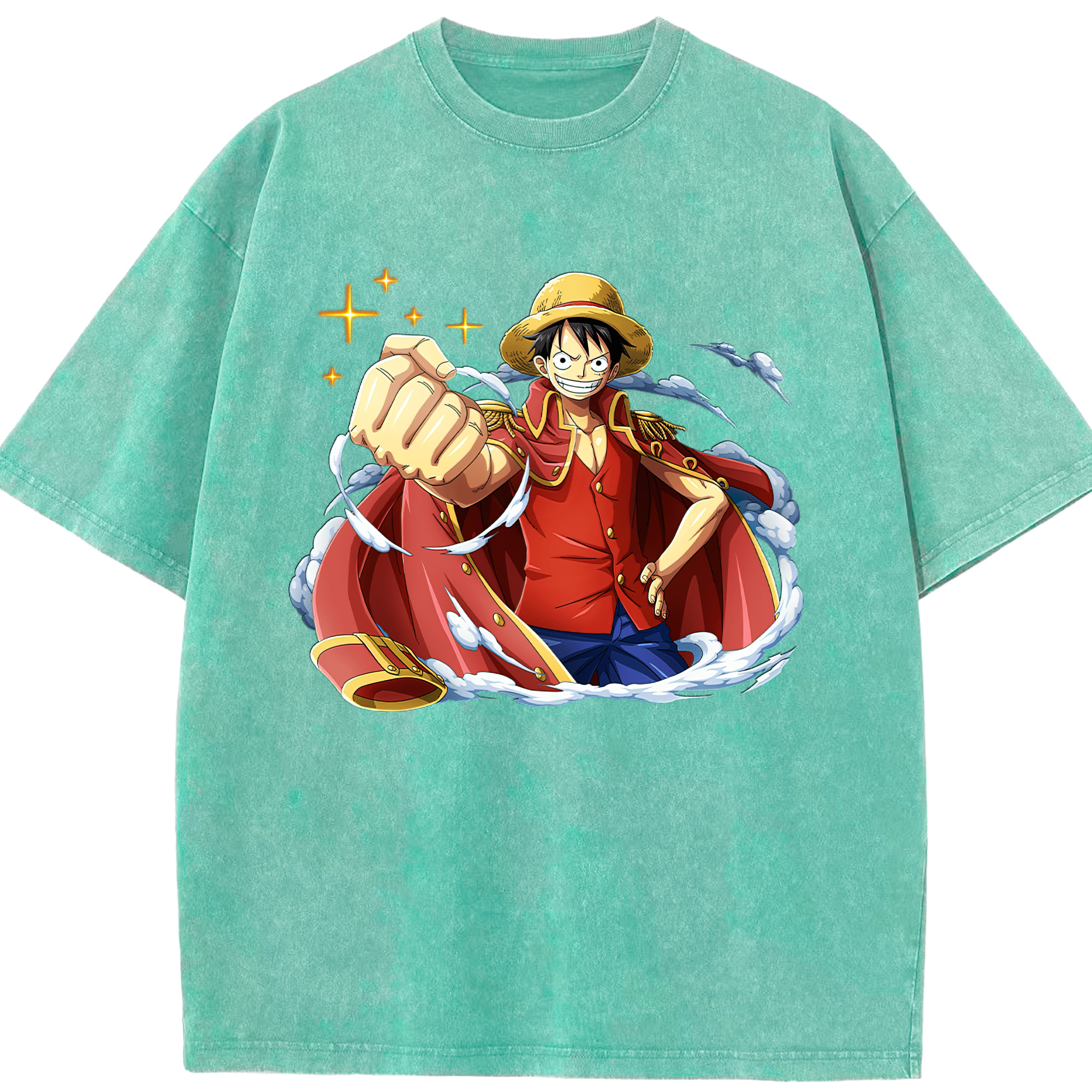 ワンピース モンキー・D・ルフィ ONE PIECE Monkey D. Luffy 綿100% ヴィンテージ風 半袖Tシャツ（フロントプリント）